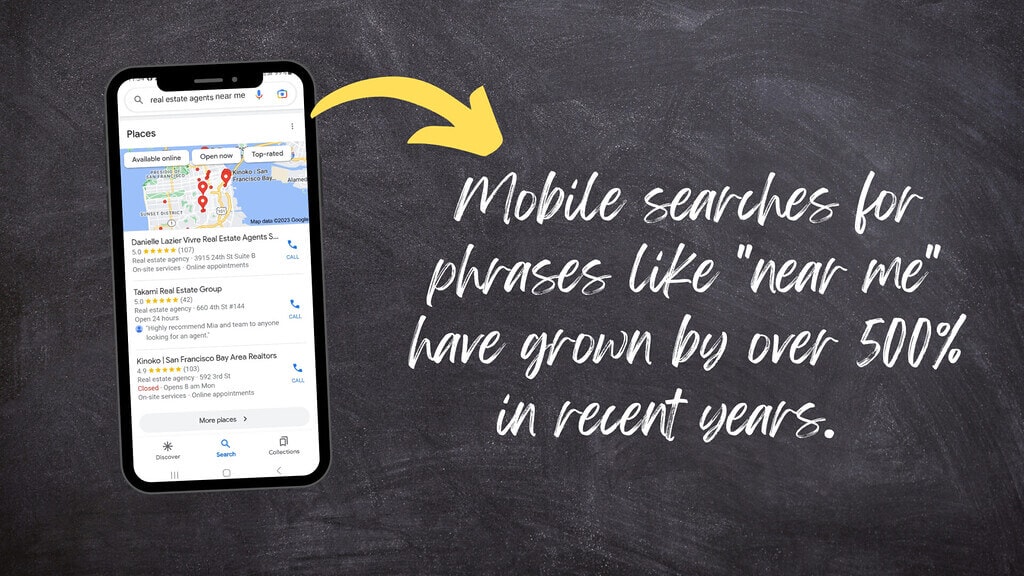 mobile search for 'real estate agent in San Francisco'